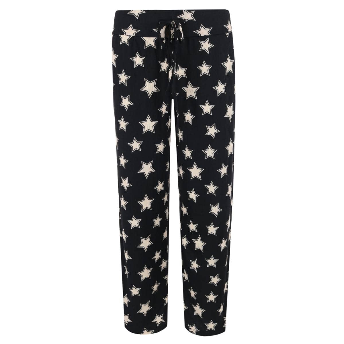 PJ Couture Women's Ribbed Patterned Open Bottom Lounge Pants - Black