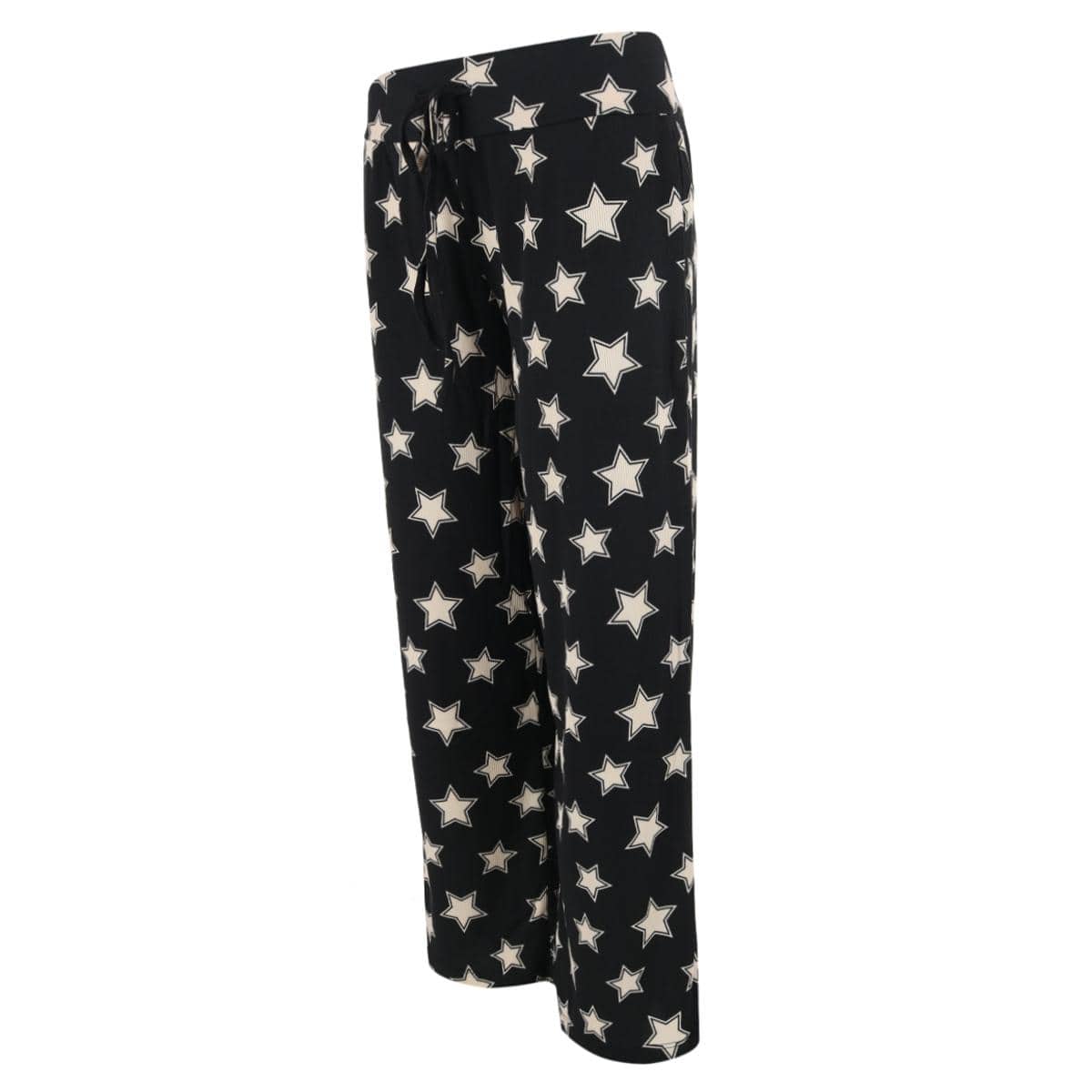 PJ Couture Women's Ribbed Patterned Open Bottom Lounge Pants - Black