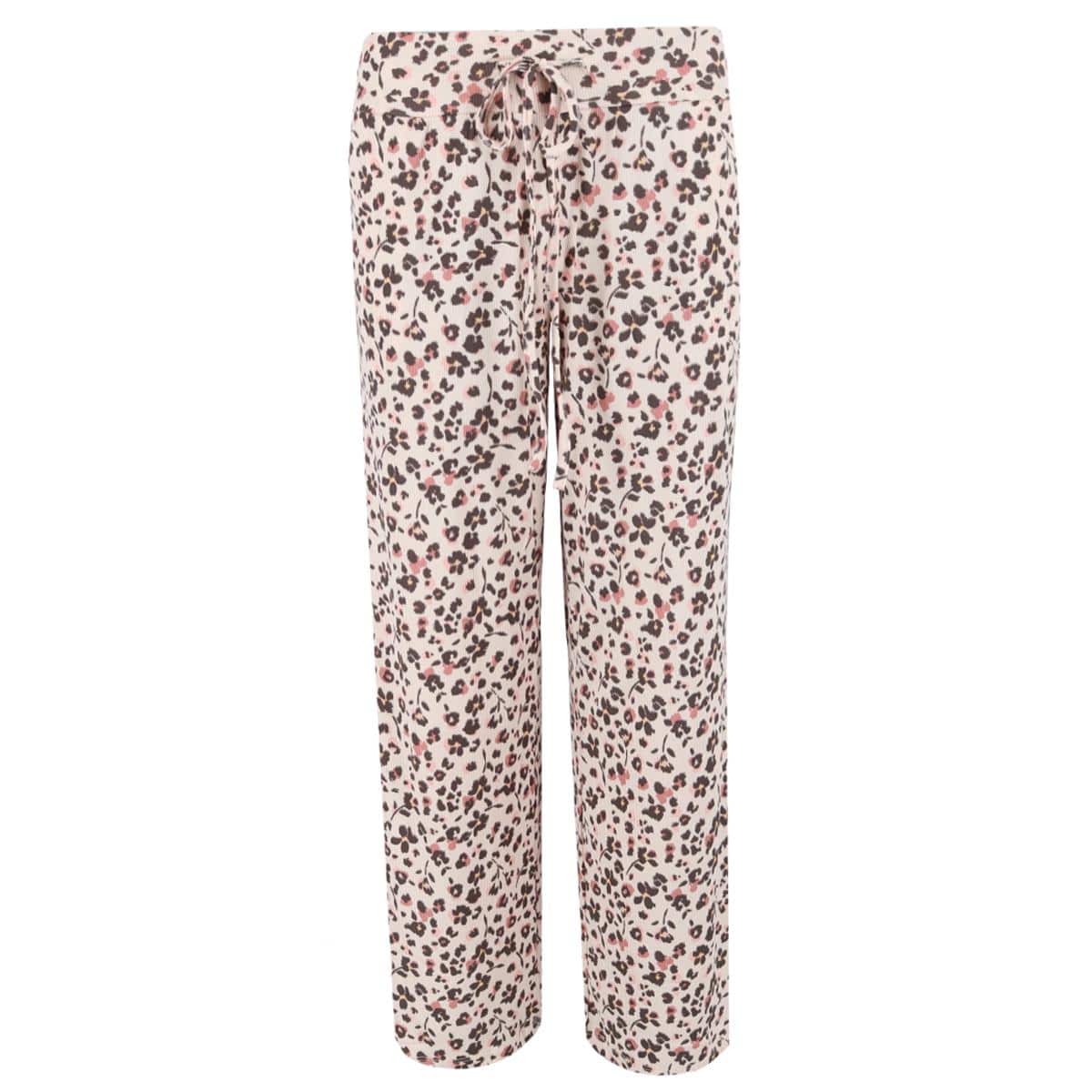PJ Couture Women's Ribbed Patterned Open Bottom Lounge Pants - Light Pink