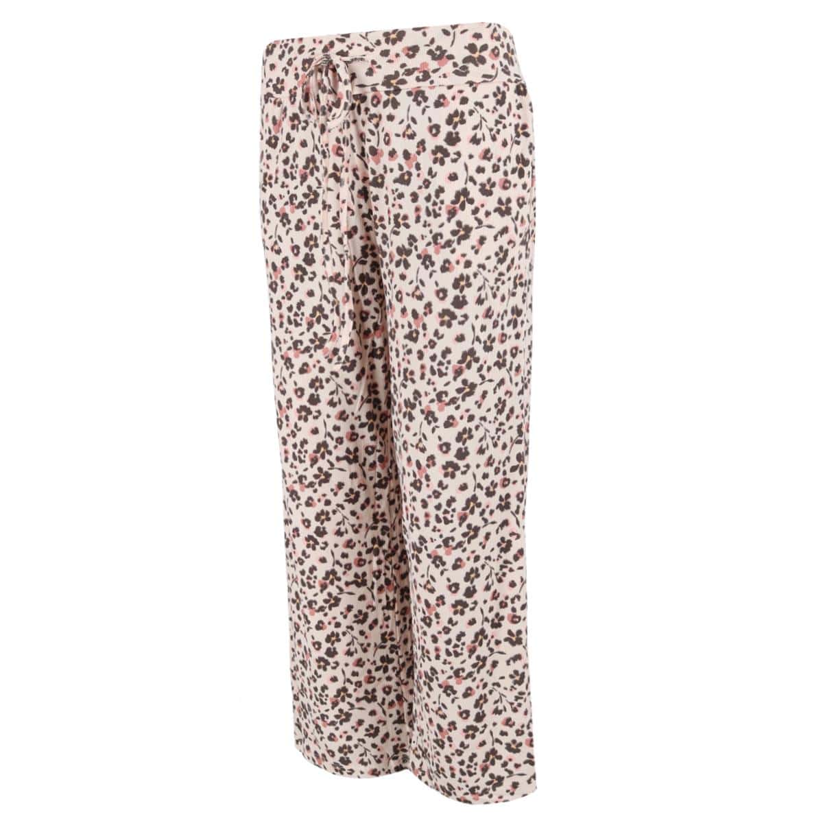 PJ Couture Women's Ribbed Patterned Open Bottom Lounge Pants - Light Pink