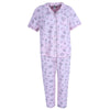 Women's Button Down Notch Collar Short Sleeve Capri Set