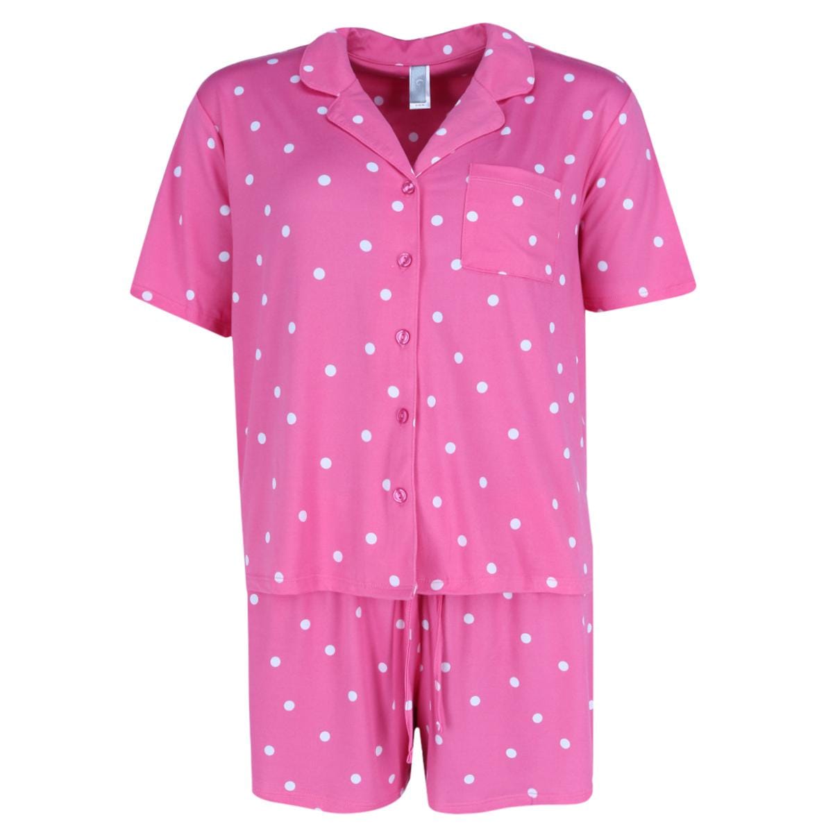 PJ Couture Women's Button Down Polka Dot Stripe Pajama Short Set
