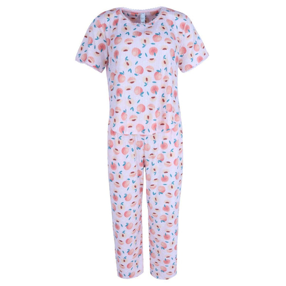 Women's Ribbed Short Sleeve Capri Pajama Set