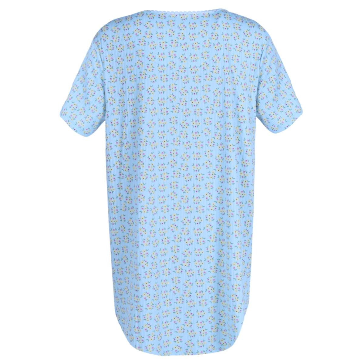 PJ Couture Women's Short Sleeve Ribbed Sleep Shirt - Blue