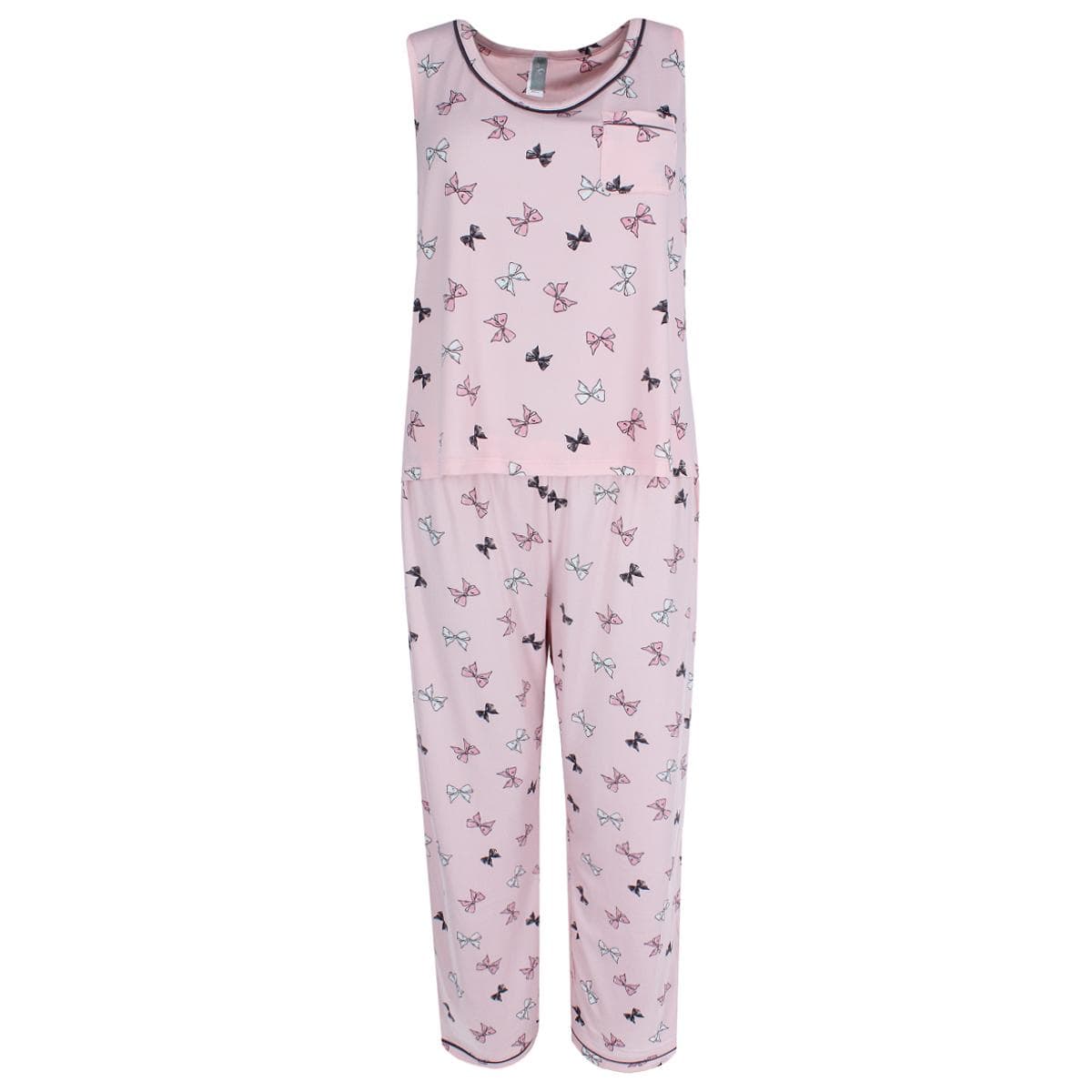 PJ Couture Women's Bow Sleeveless Matching Capri Pajama Set - Women's Bow Sleeveless Matching Capri Pajama Set