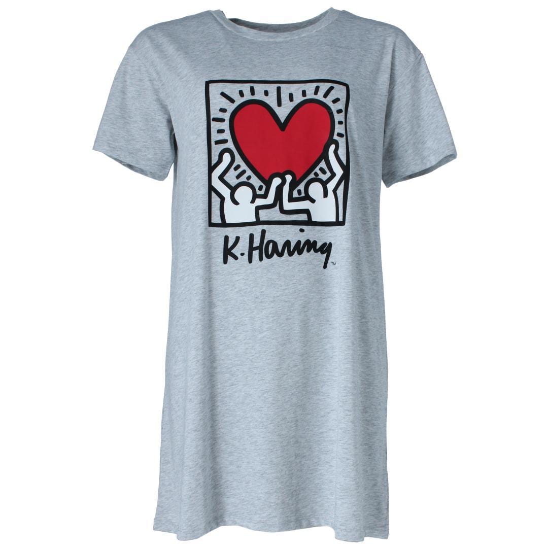 Keith Haring Women's Knit Sleep Night Shirt - Gray