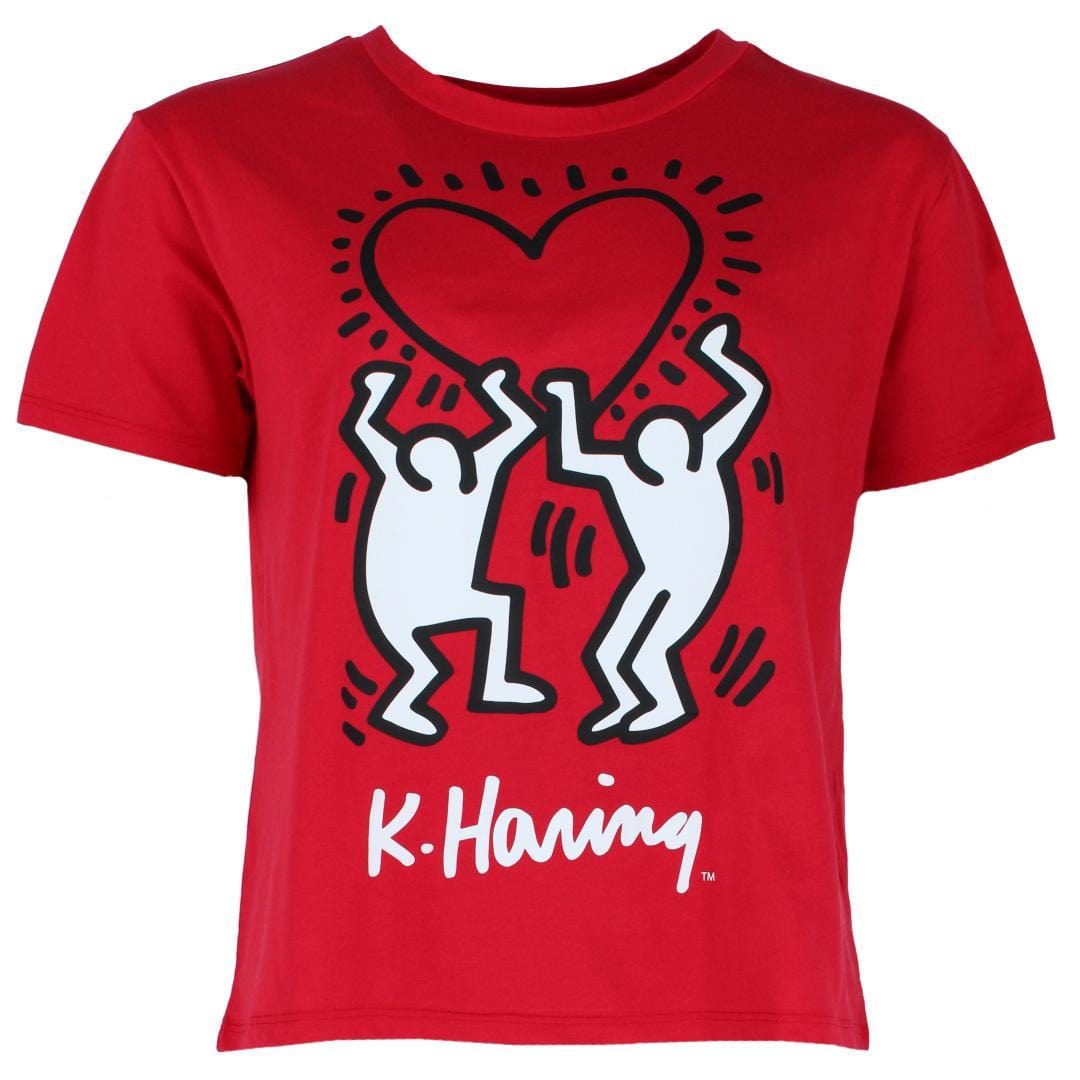 Keith Haring Women's Knit Pajama Set with Shorts - Red