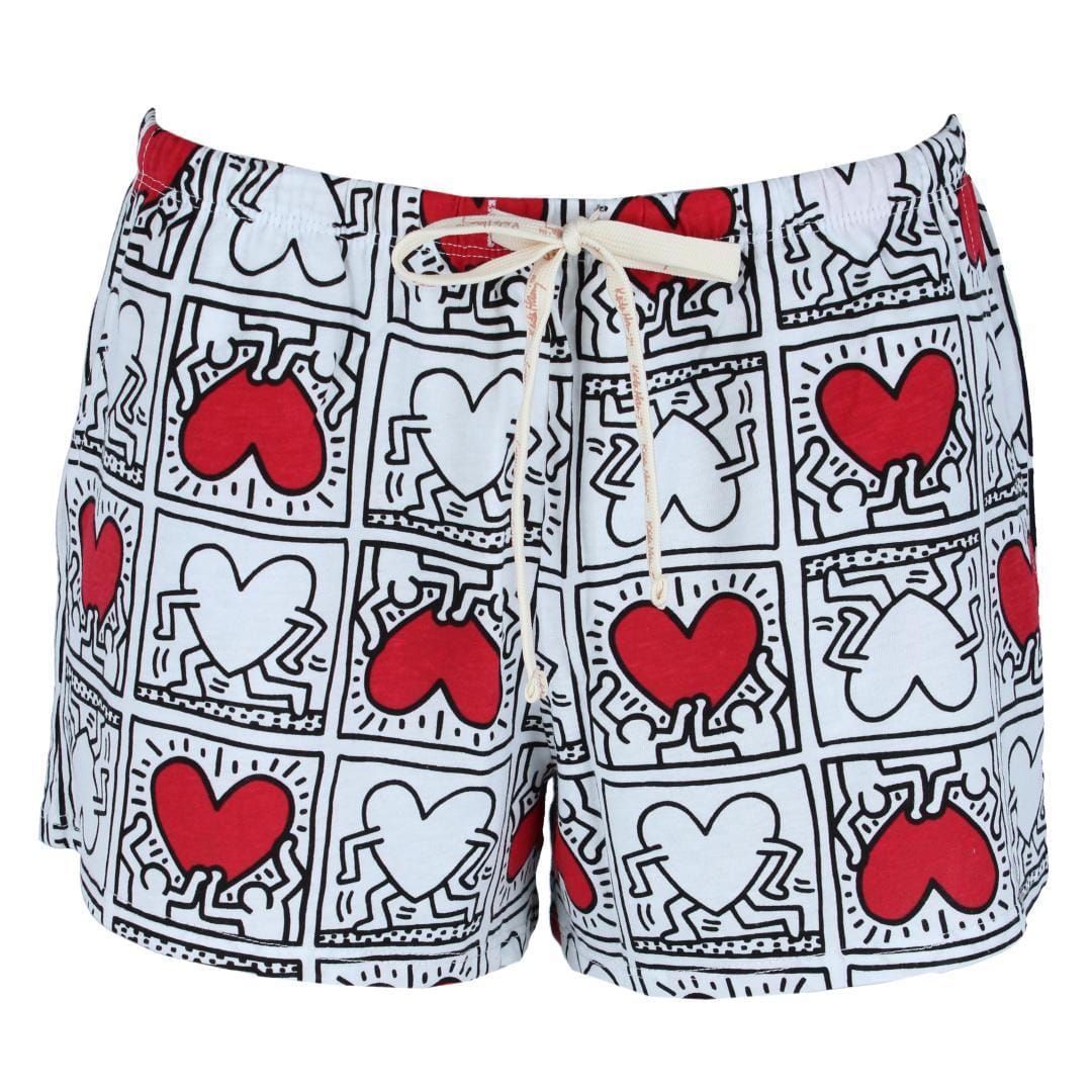 Keith Haring Women's Knit Pajama Set with Shorts - Red