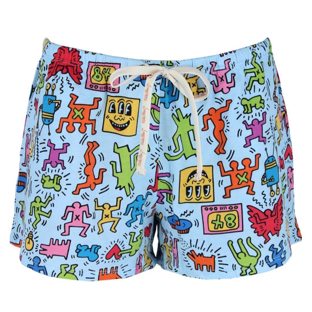 Keith Haring Women's Knit Pajama Set with Shorts - Turquoise