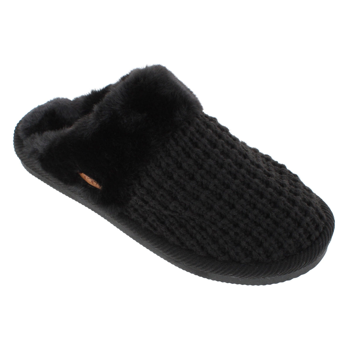 C.C Women's Waffle Knit Slide House Slippers - Black