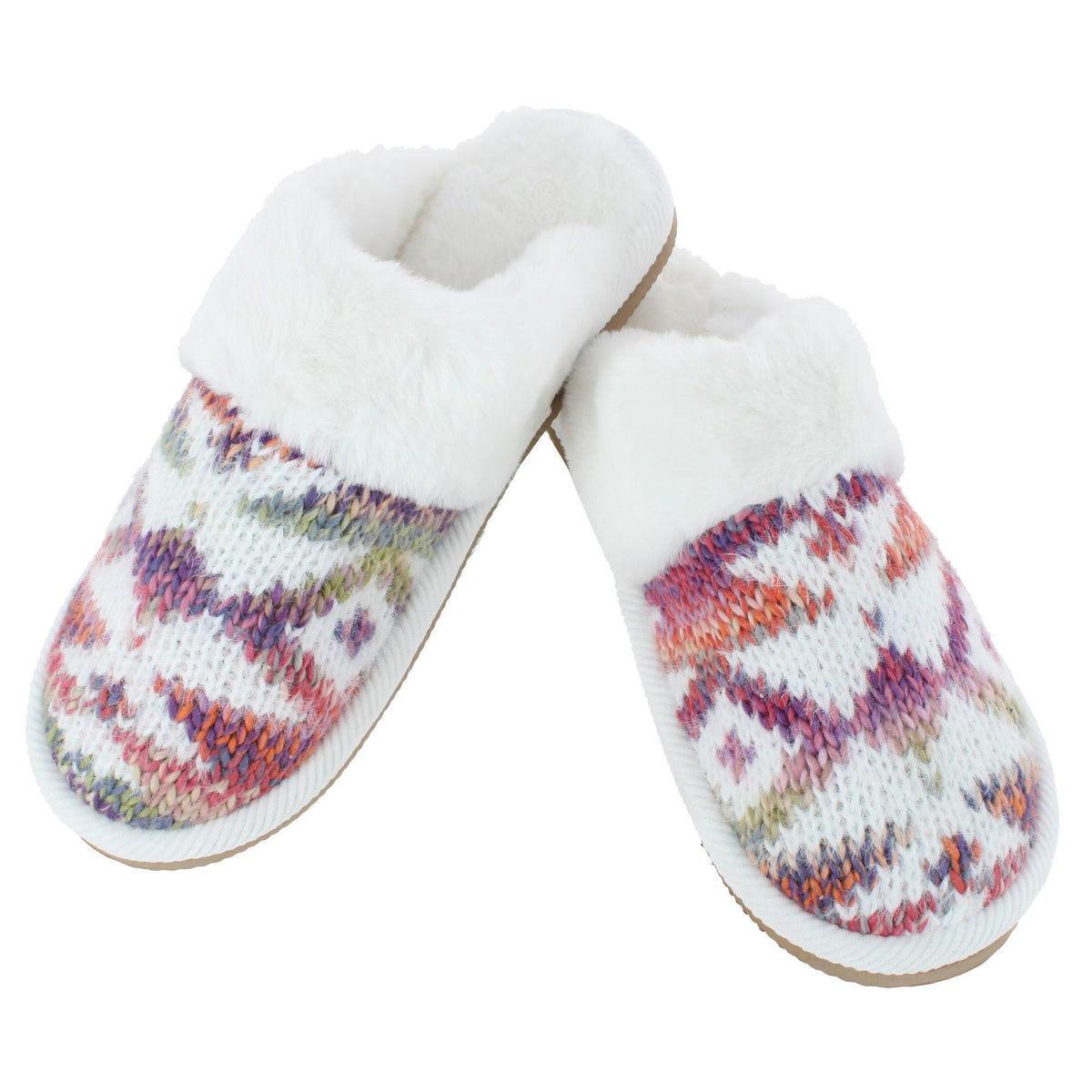 C.C Women's Ombre Aztec Knit Slide Slippers with Faux Fur