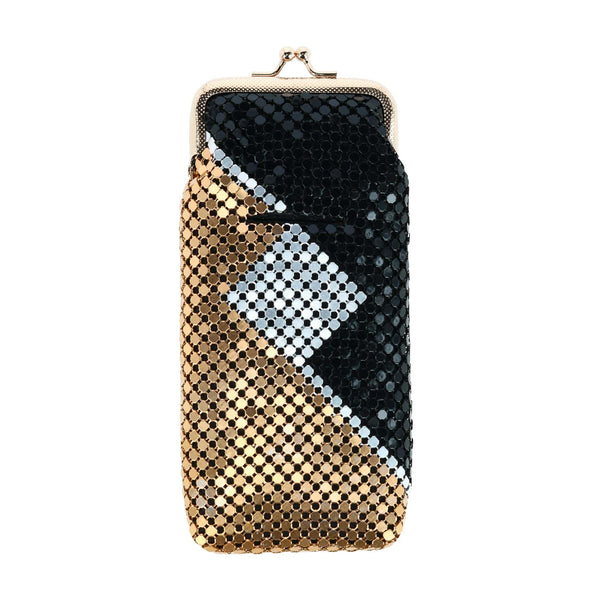 Women's Mesh Pattern Cigarette Case with Lighter Pocket & Kiss Lock Closure