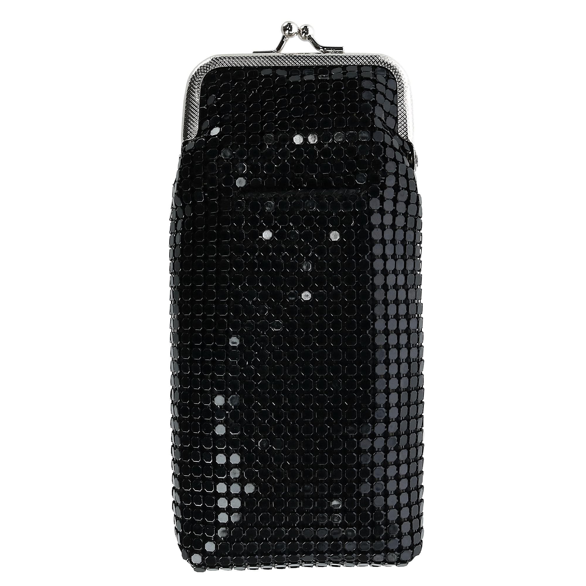 CTM® Women's Mesh Cigarette Case with Lighter Pocket and Kiss Lock Closure - Black