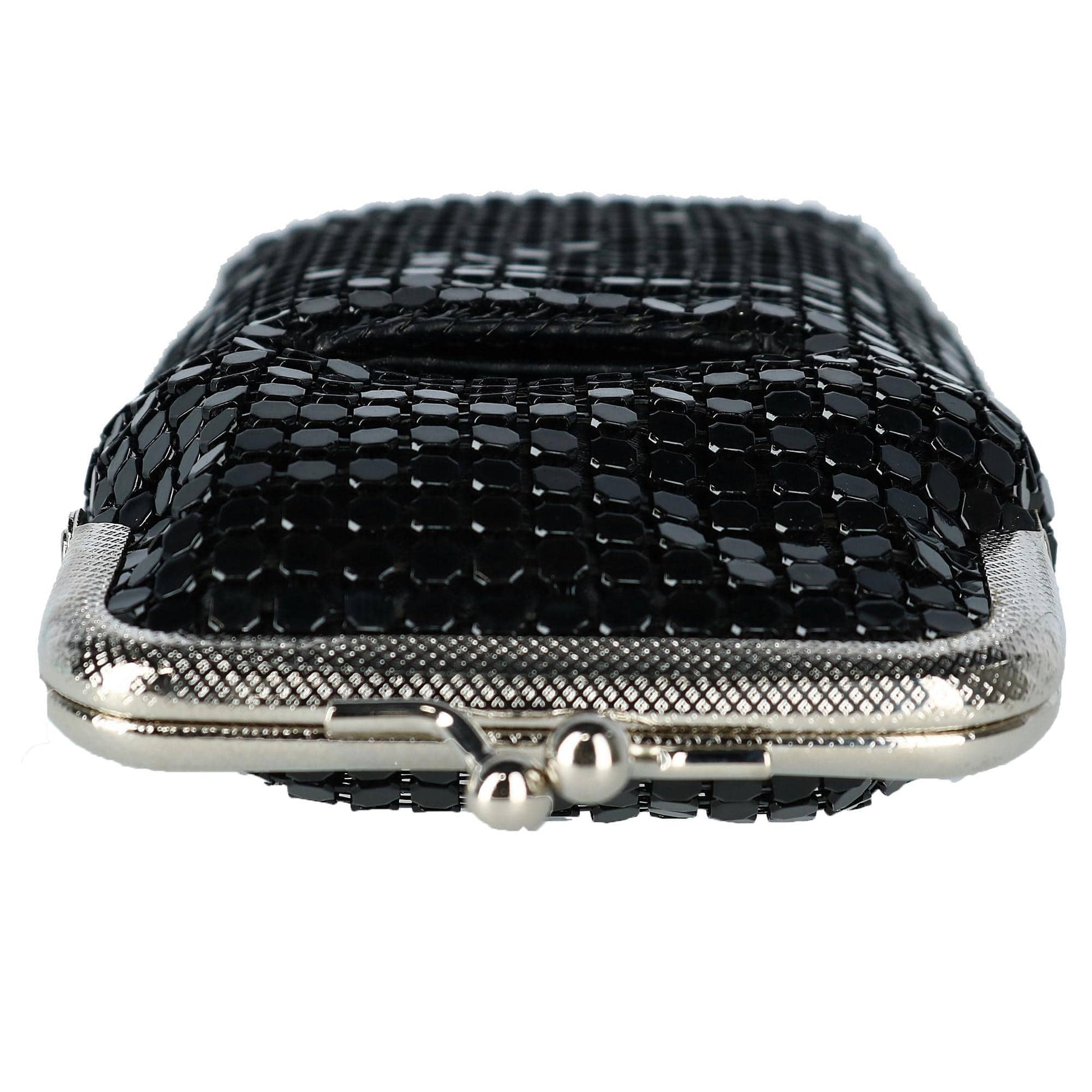 CTM® Women's Mesh Cigarette Case with Lighter Pocket and Kiss Lock Closure - Black
