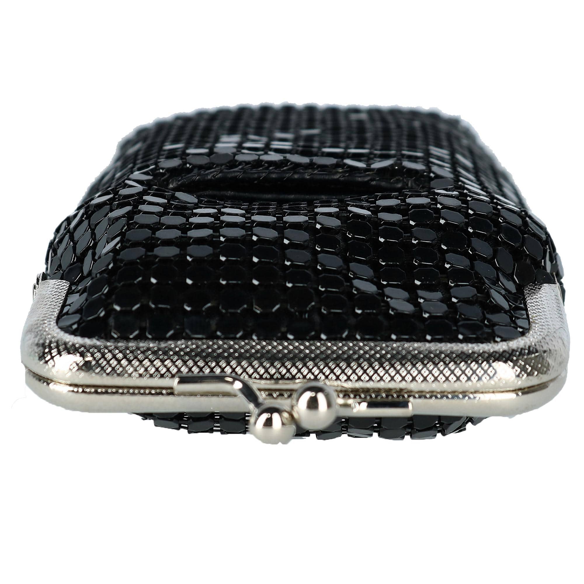CTM® Women's Mesh Cigarette Case with Lighter Pocket and Kiss Lock Closure - Black