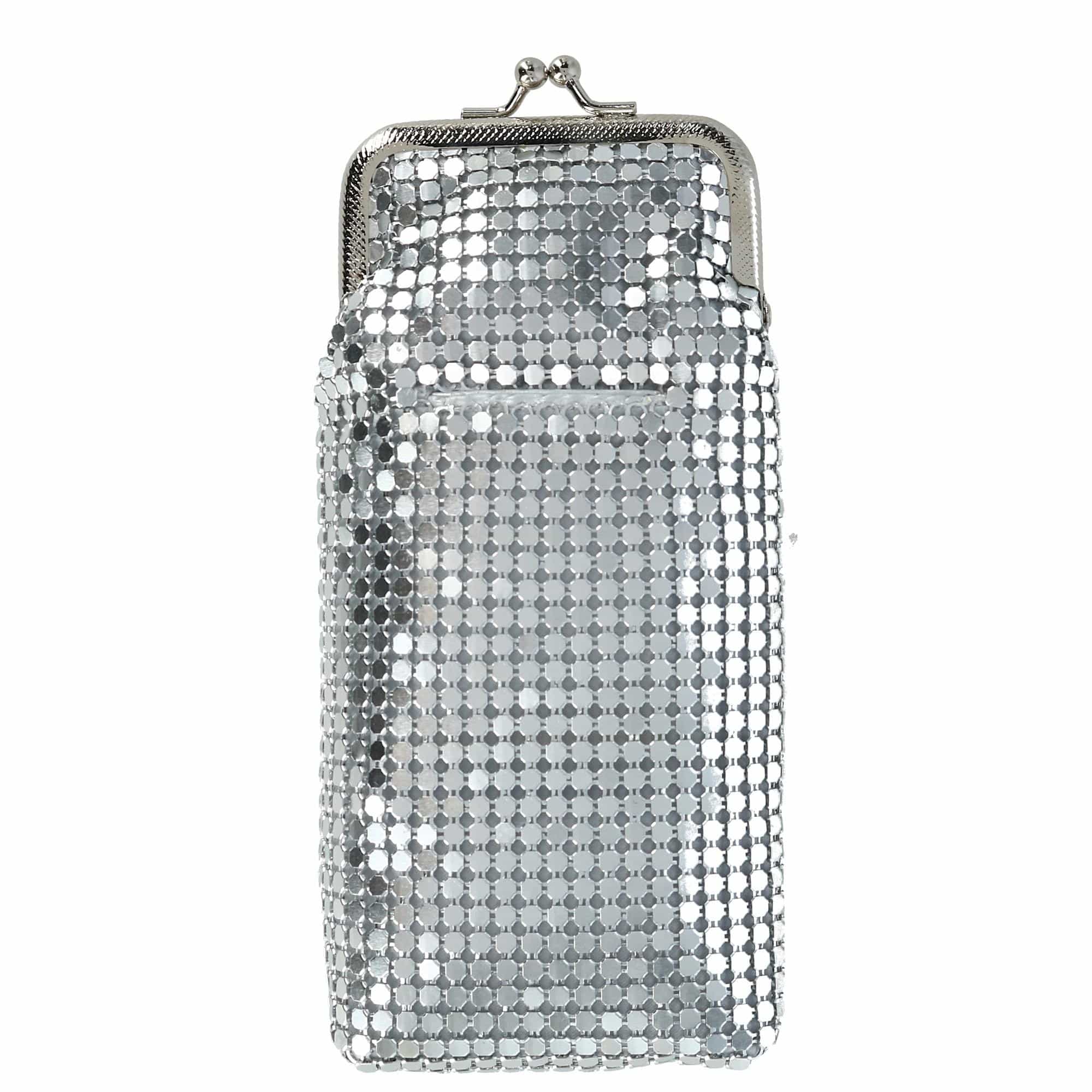 CTM® Women's Mesh Cigarette Case with Lighter Pocket and Kiss Lock Closure