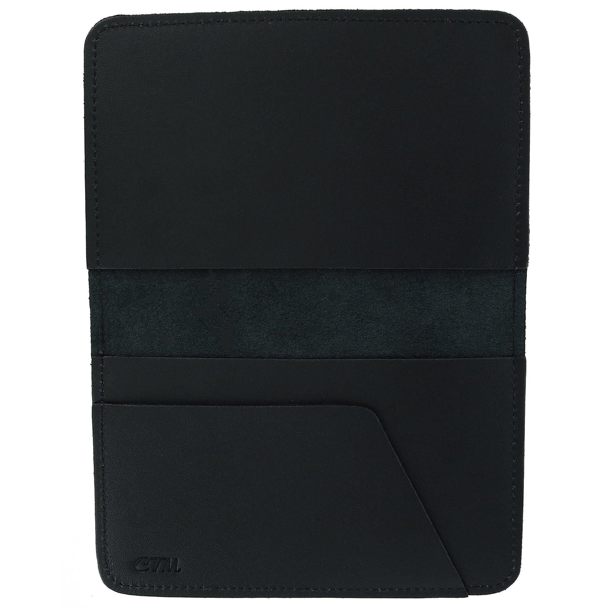 CTM® Leather Top Stub Checkbook Cover Wallet - Black