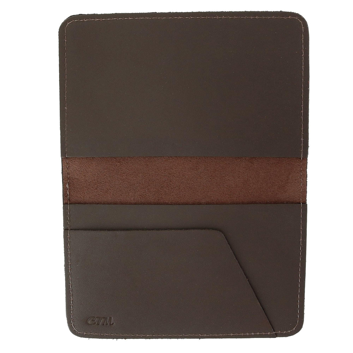 CTM® Leather Top Stub Checkbook Cover Wallet - Brown
