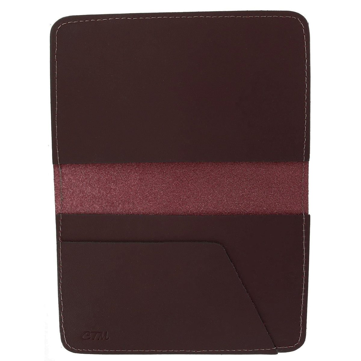CTM® Leather Top Stub Checkbook Cover Wallet - Burgundy