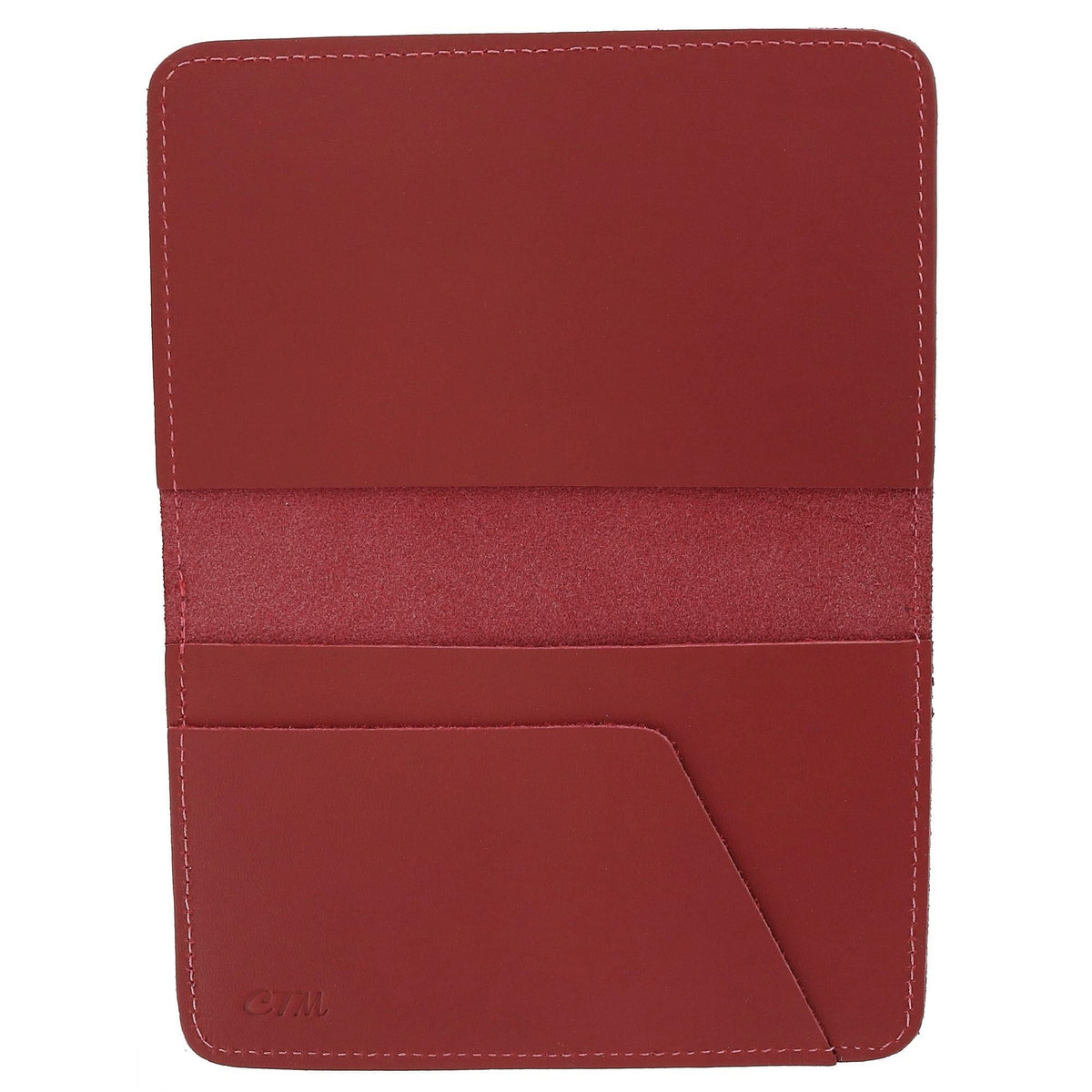 CTM® Leather Top Stub Checkbook Cover Wallet - Red