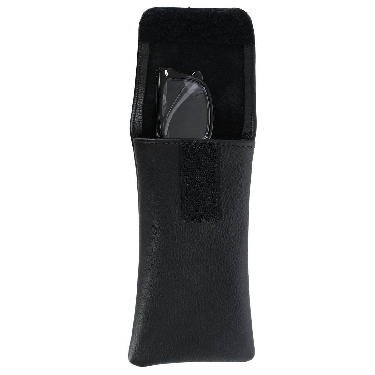 CTM® Leather Eyeglass Case with Holster Clip - Black