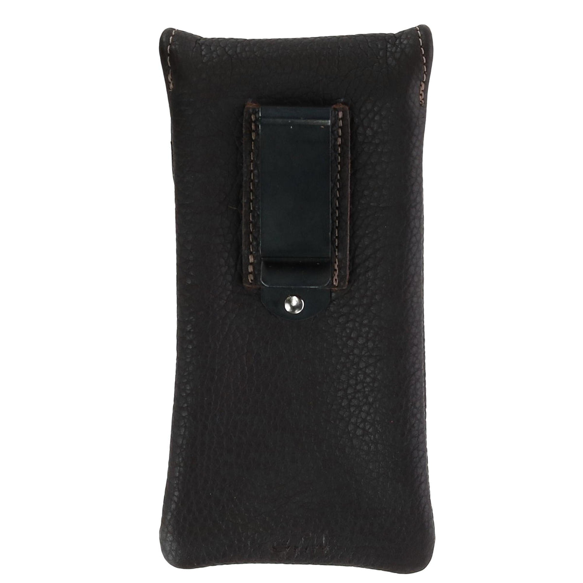 CTM® Leather Eyeglass Case with Holster Clip - Brown