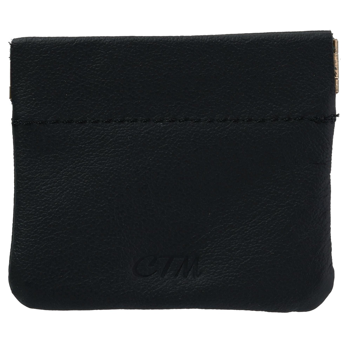 CTM® Leather Squeeze Coin Change Pouch - Black
