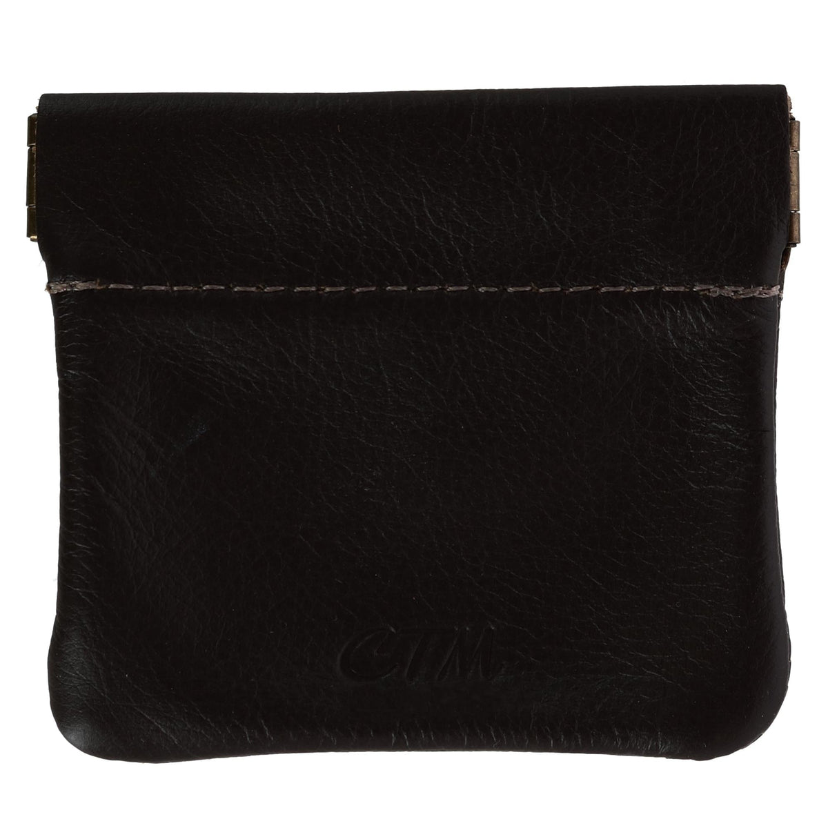 CTM® Leather Squeeze Coin Change Pouch - Brown