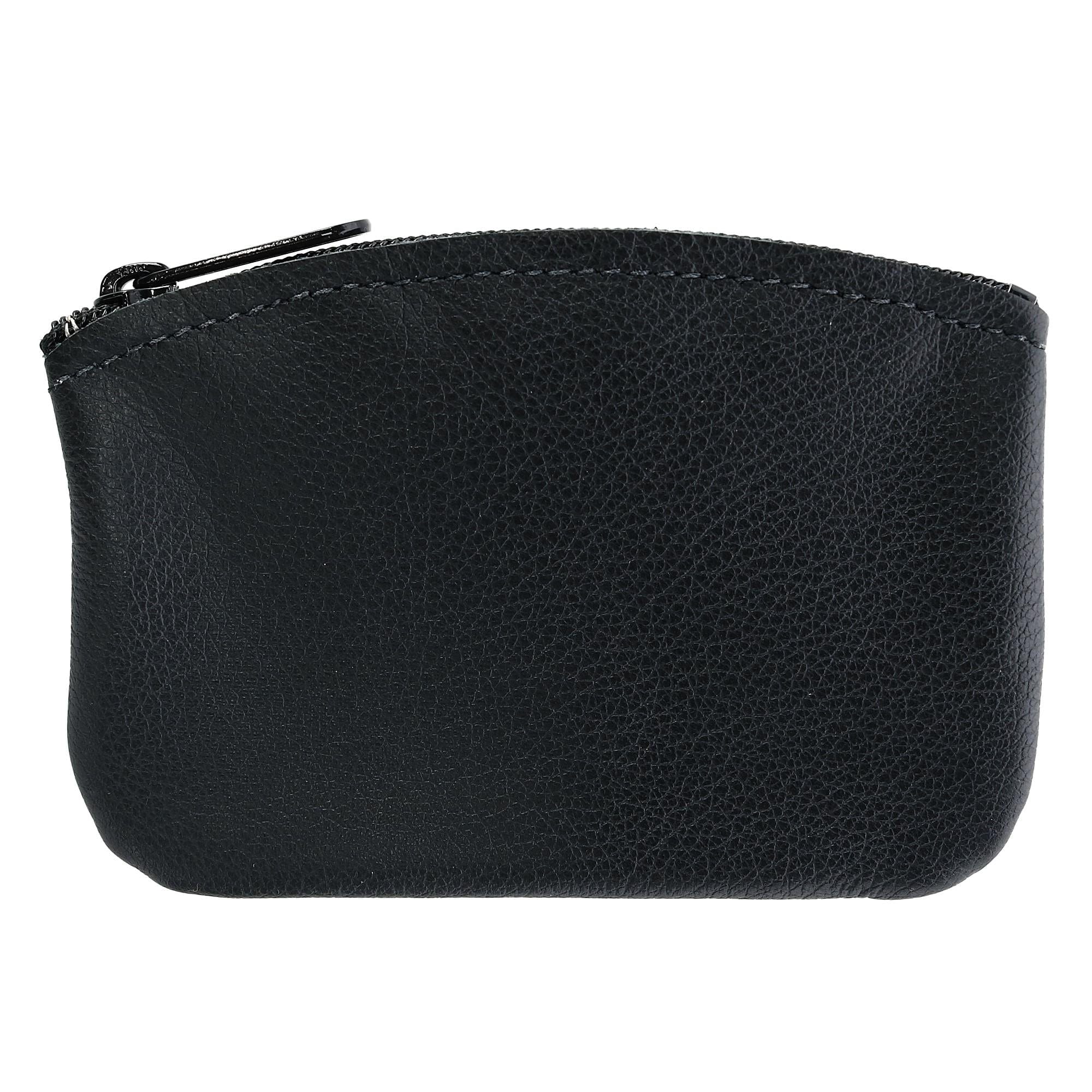 CTM® Leather Credit Card Pouch and Coin Holder - Black