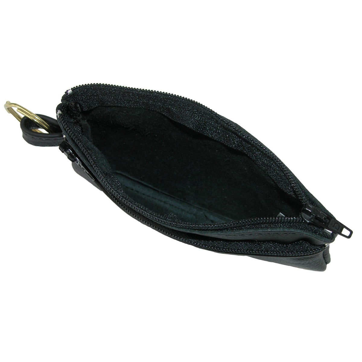 CTM® Leather Zipper Card Case and Coin Change Holder Wallet - Black