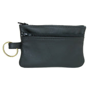 Leather Zipper Card Case and Coin Change Holder Wallet