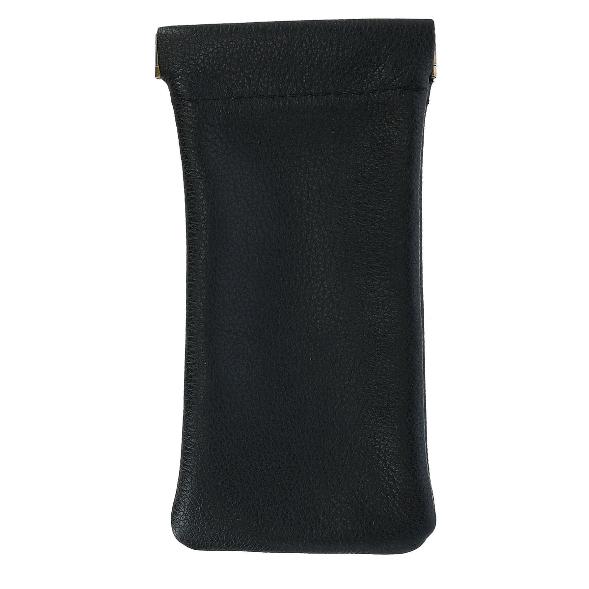 CTM® Leather Push Mouth Pebble Grain Eyeglass Holder - Black