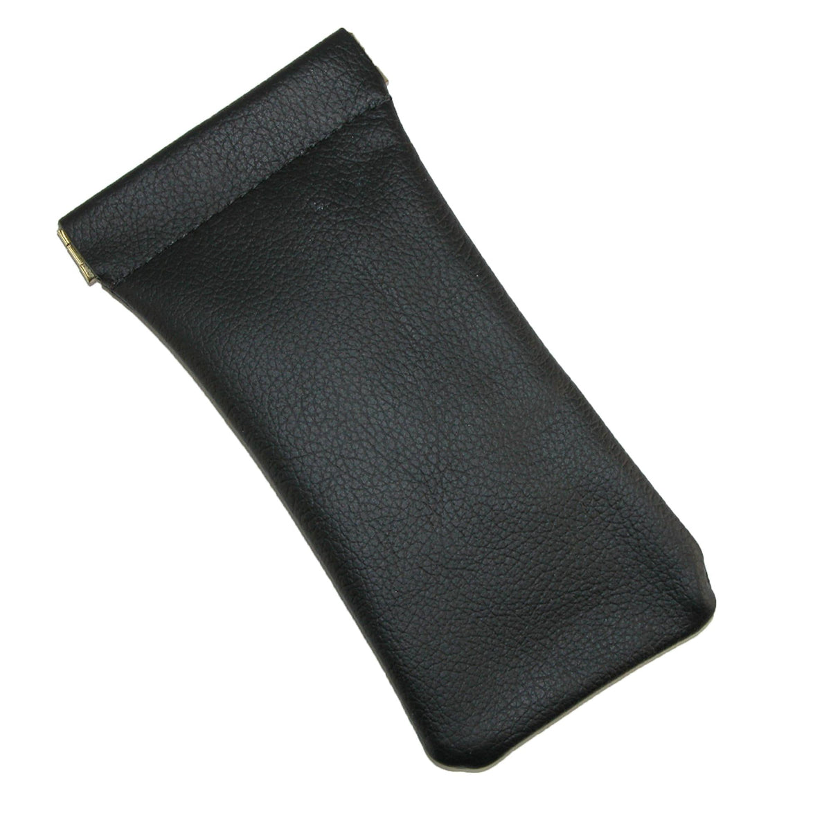 CTM® Leather Push Mouth Pebble Grain Eyeglass Holder - Black