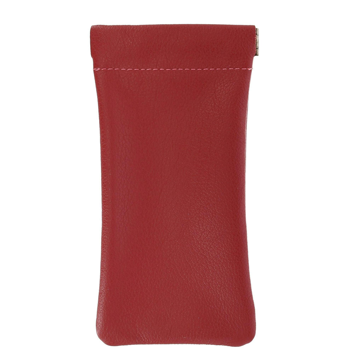 CTM® Leather Push Mouth Pebble Grain Eyeglass Holder - Red