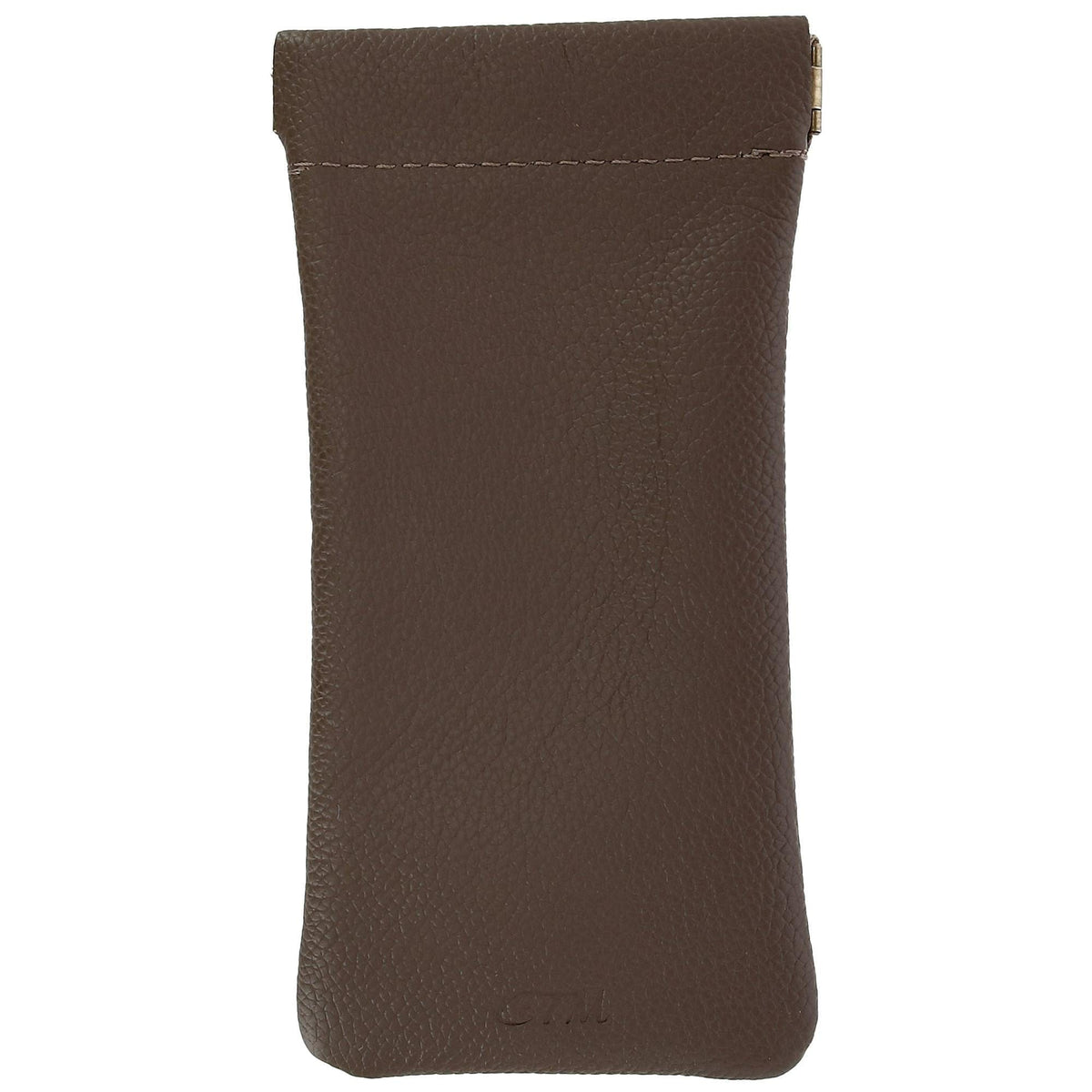 CTM® Leather Push Mouth Pebble Grain Eyeglass Holder - Leather Push Mouth Pebble Grain Eyeglass Holder