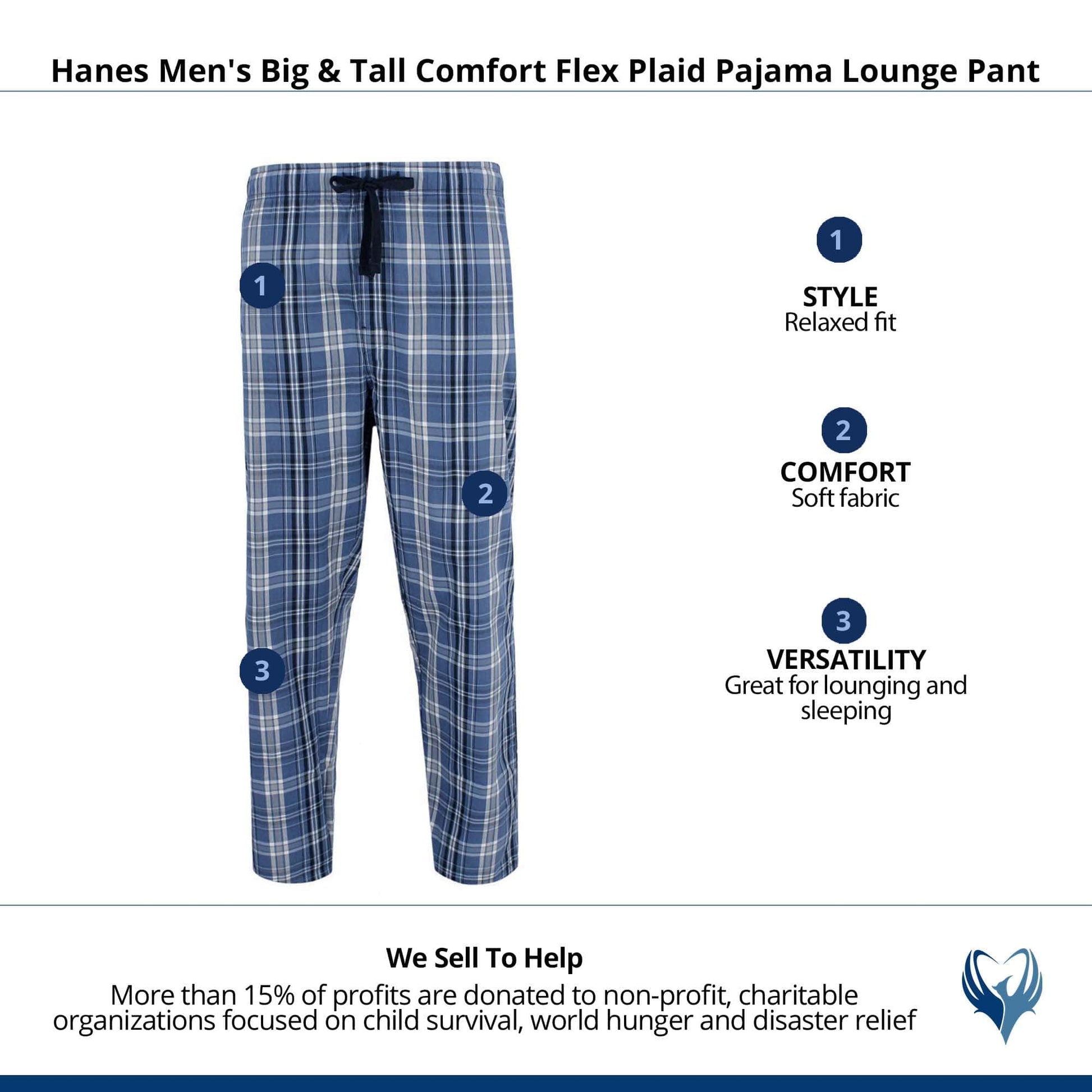 Hanes Men's Big & Tall Comfort Flex Plaid Pajama Lounge Pant - Blue/Black