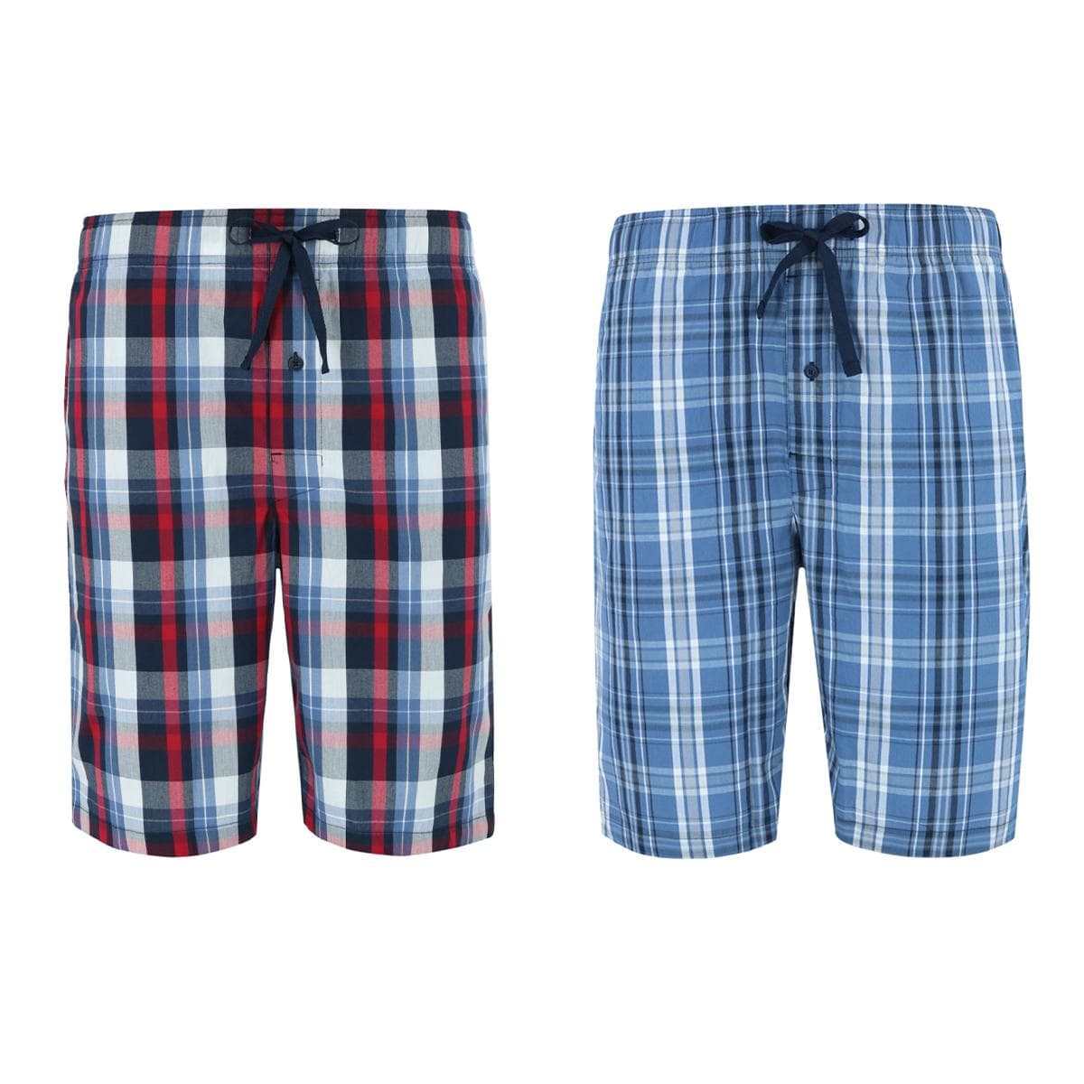 Hanes Men's Big and Tall Woven Tagless Plaid Shorts (Pack of 2) - Red/Blue Plaid