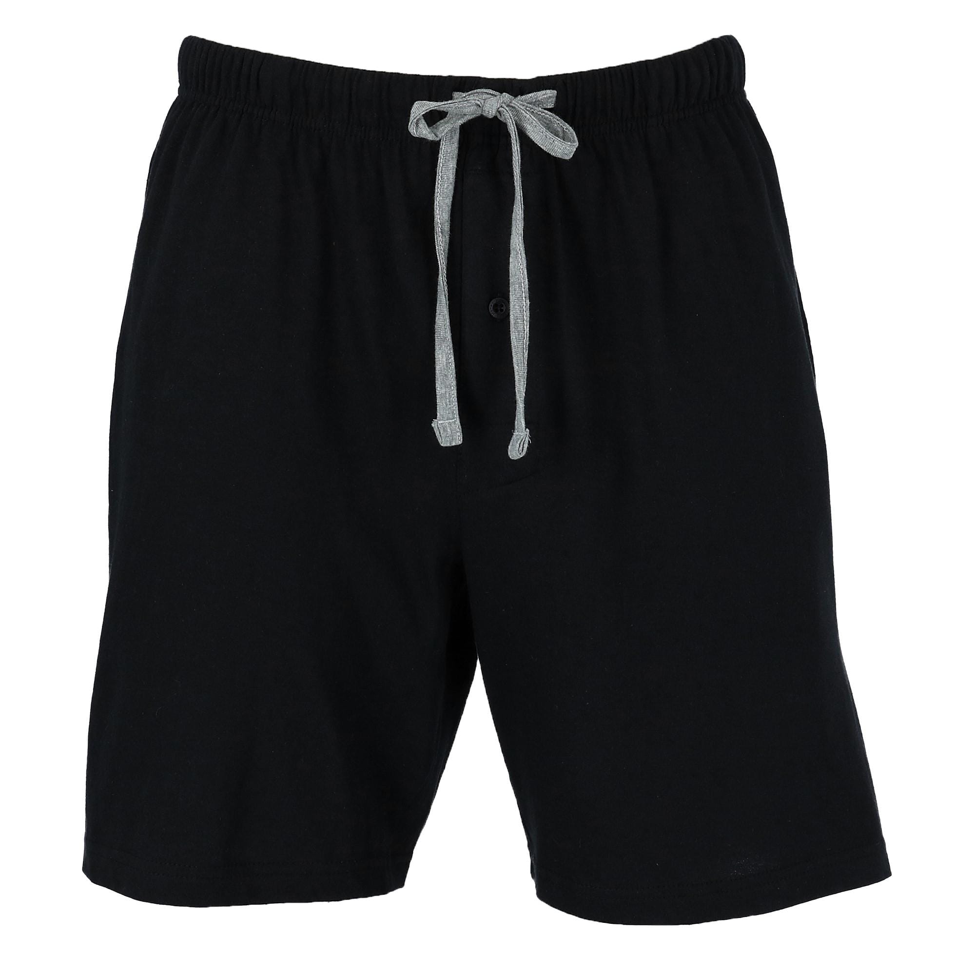 Hanes Men's Jersey Knit Cotton Button Fly Pajama Sleep Shorts - Black
