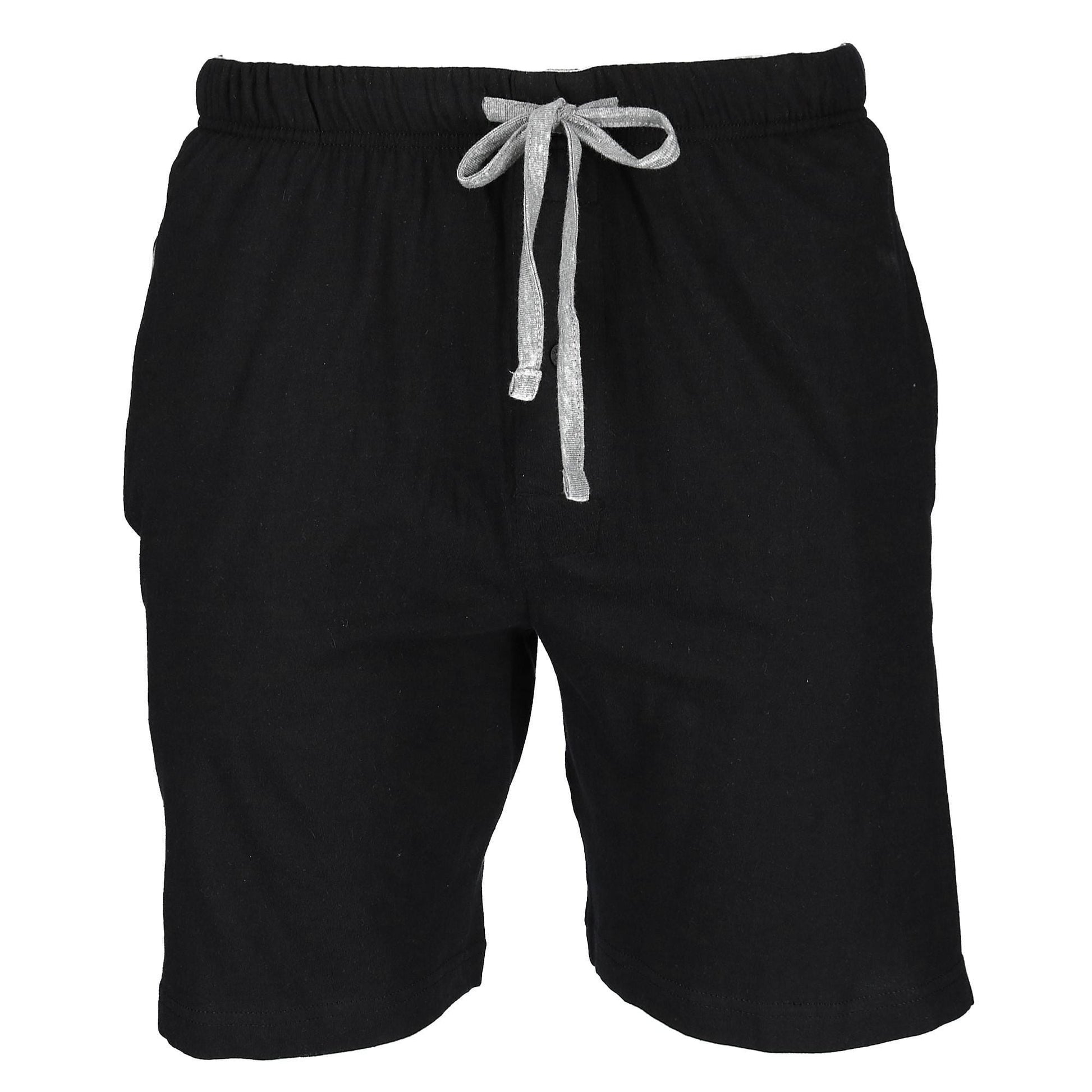 Hanes Men's Jersey Knit Cotton Button Fly Pajama Sleep Shorts - New Black