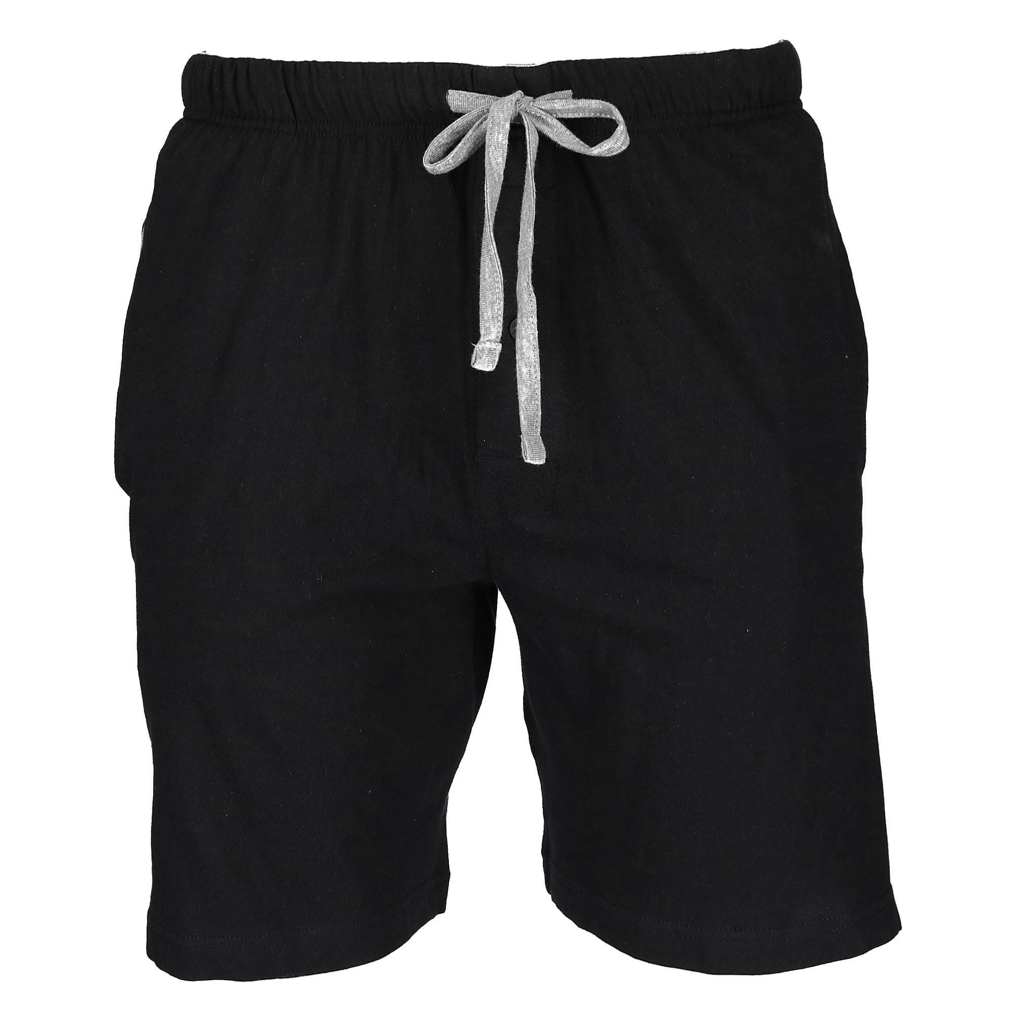 Hanes Men's Jersey Knit Cotton Button Fly Pajama Sleep Shorts - New Black