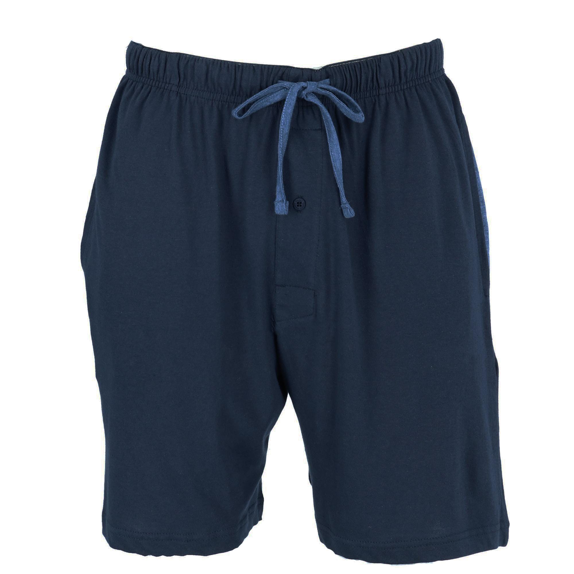 Hanes Men's Jersey Knit Cotton Button Fly Pajama Sleep Shorts - Navy