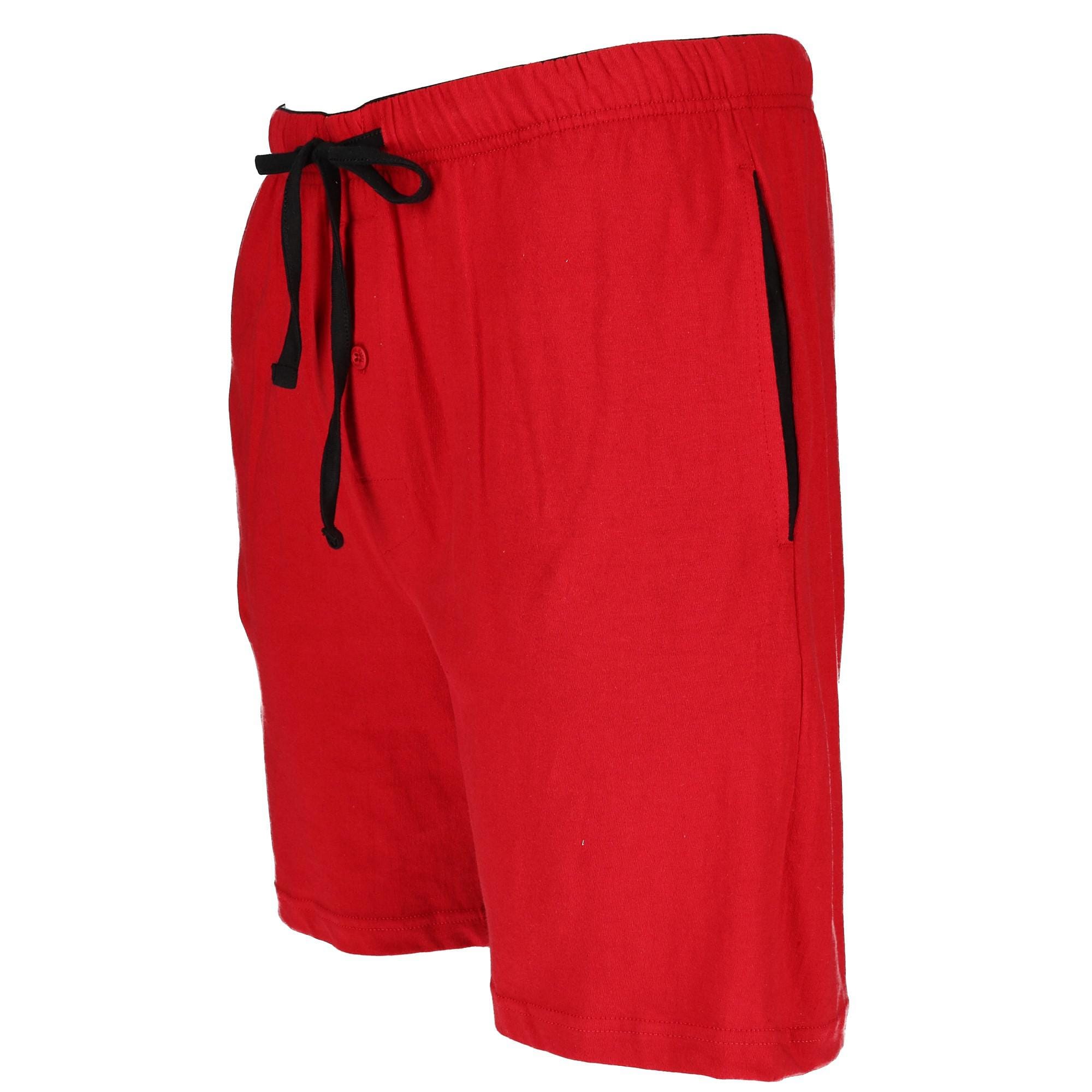 Hanes Men's Jersey Knit Cotton Button Fly Pajama Sleep Shorts - Red