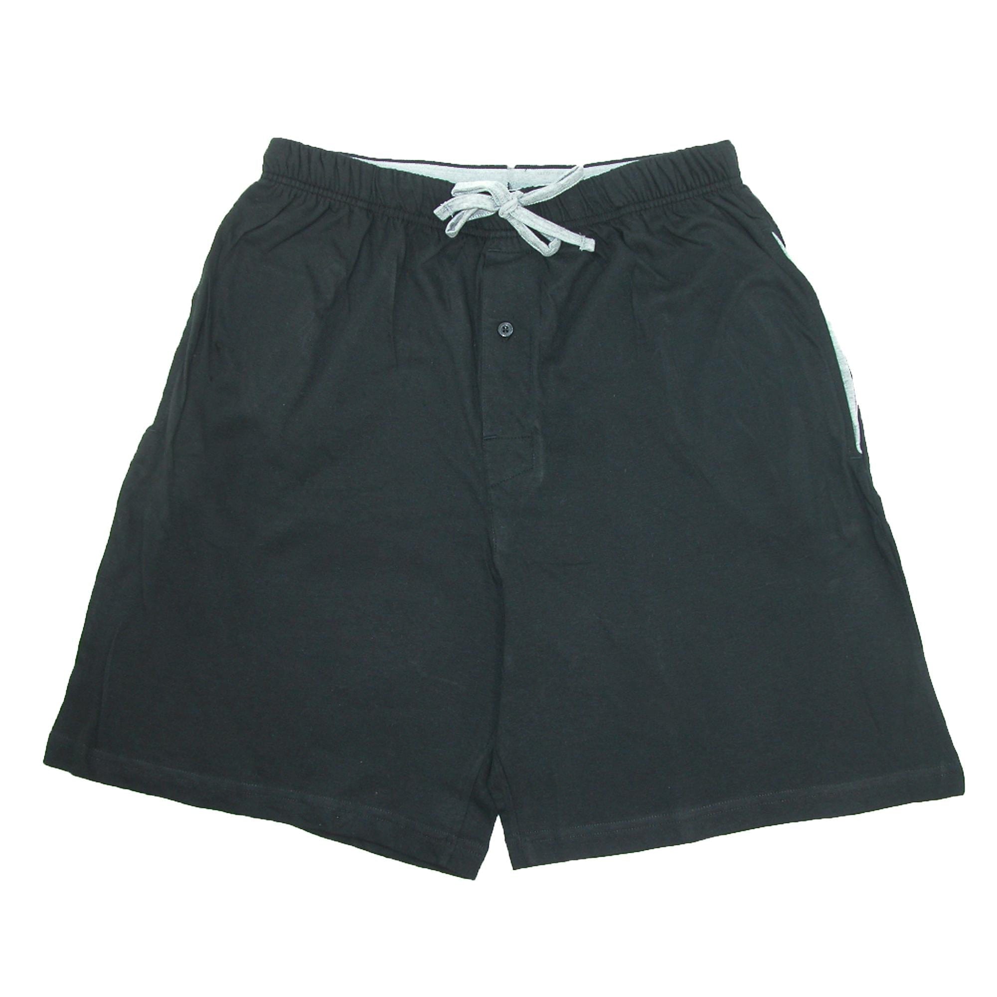 Hanes Mens Big & Tall Jersey Knit Cotton Button Fly Pajama Sleep Shorts - Black