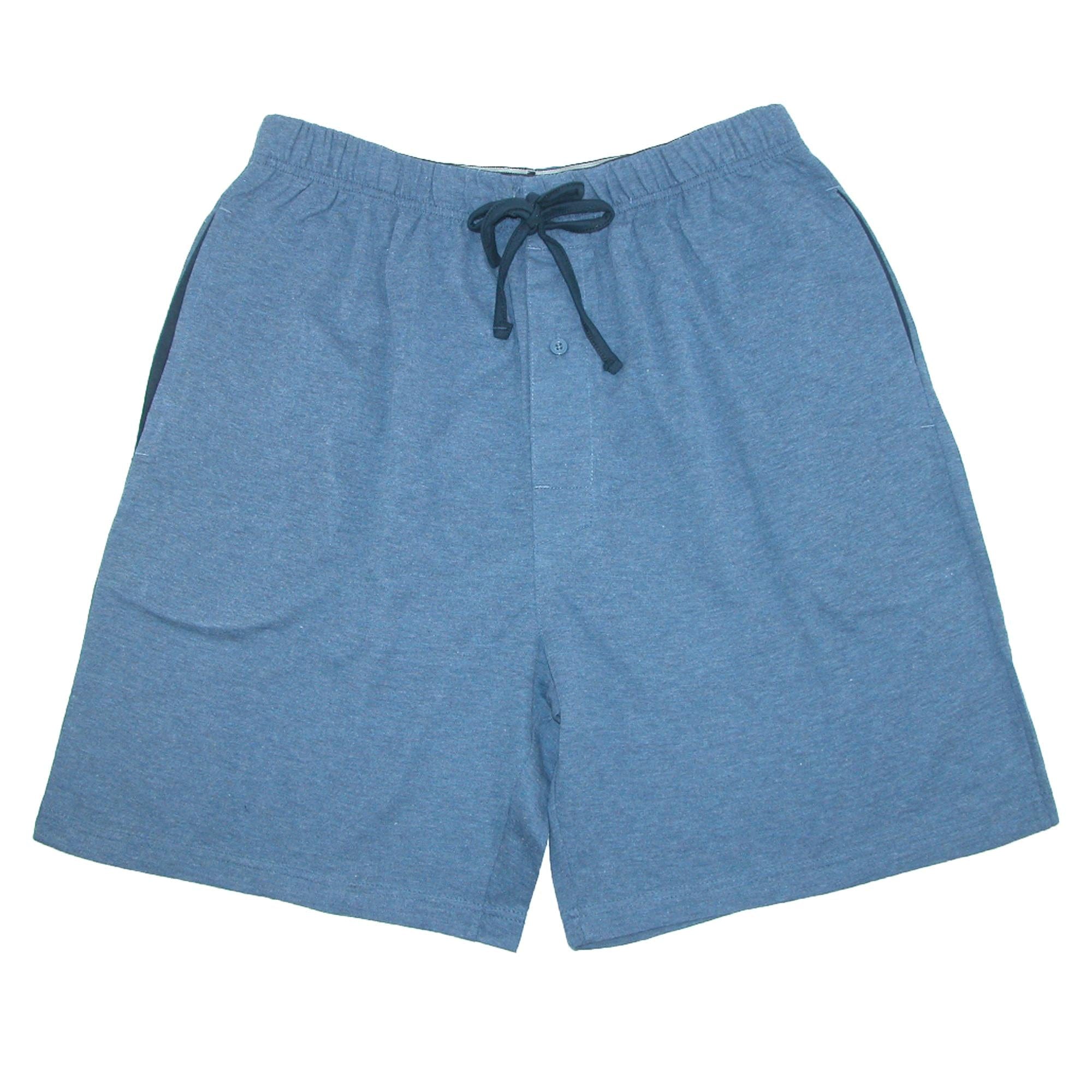 Hanes Mens Big & Tall Jersey Knit Cotton Button Fly Pajama Sleep Shorts - Blue