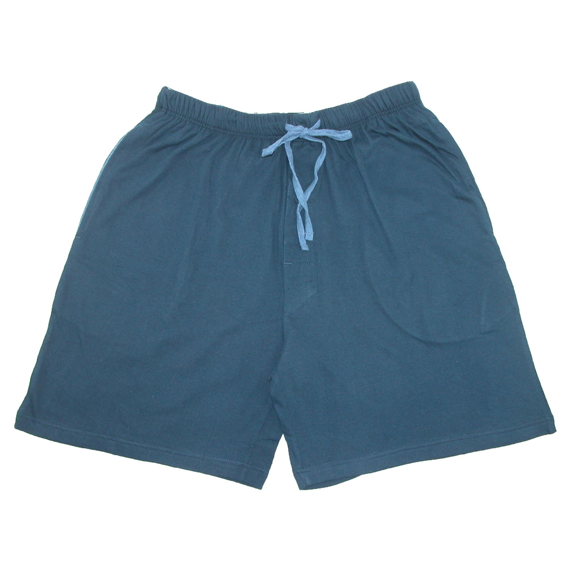 Hanes Mens Big & Tall Jersey Knit Cotton Button Fly Pajama Sleep Shorts - Navy