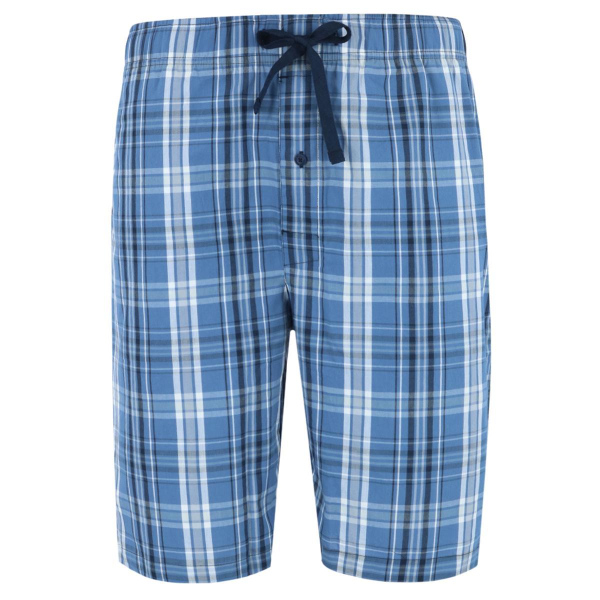 Hanes Men's Woven Cotton Pajama Sleep Shorts - Blue Plaid