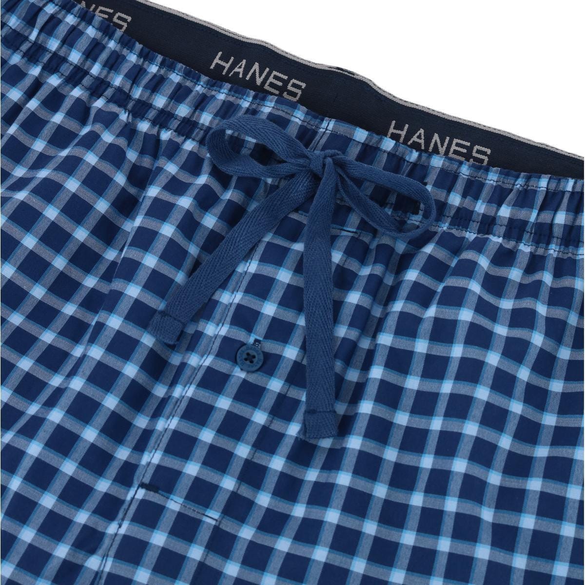 Hanes Men's Woven Cotton Pajama Sleep Shorts - Navy Plaid