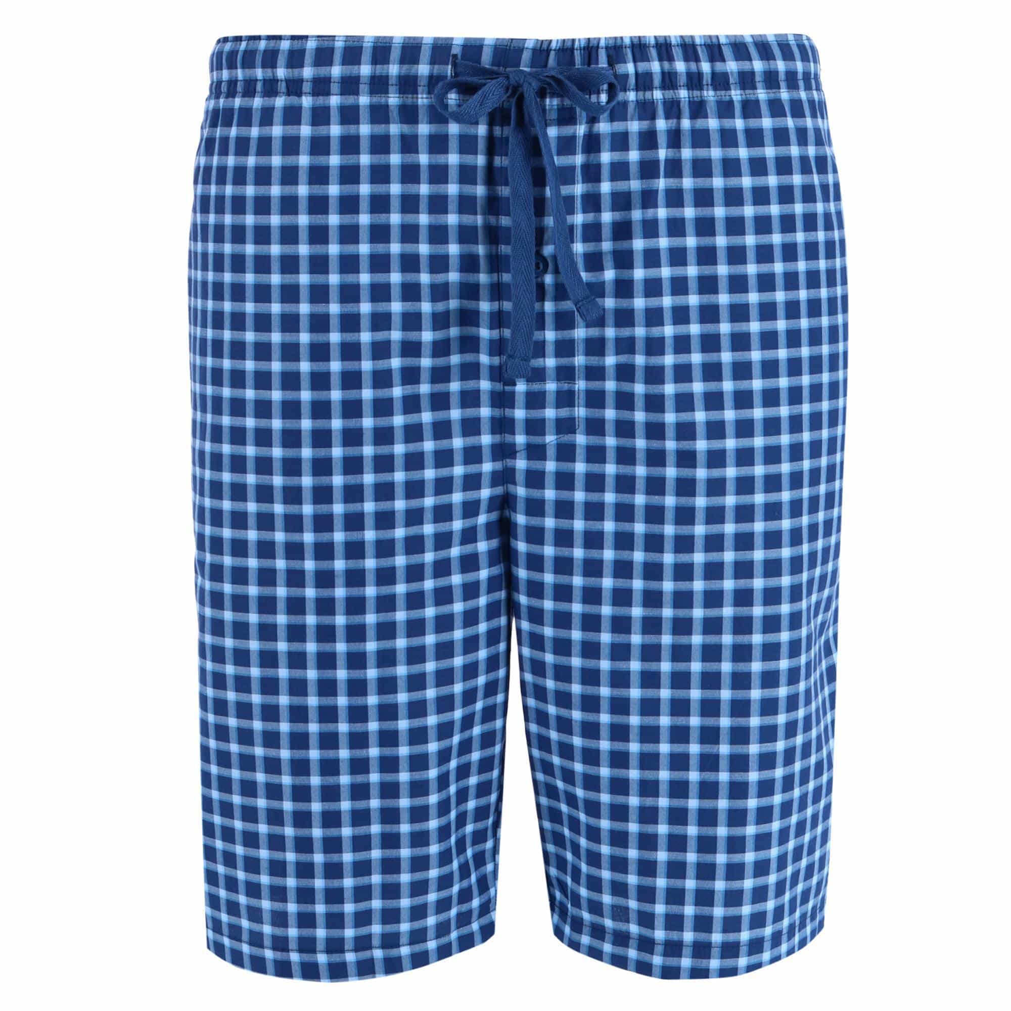 Hanes Men's Woven Cotton Pajama Sleep Shorts (Pack of 2) - Navy Plaid and Navy