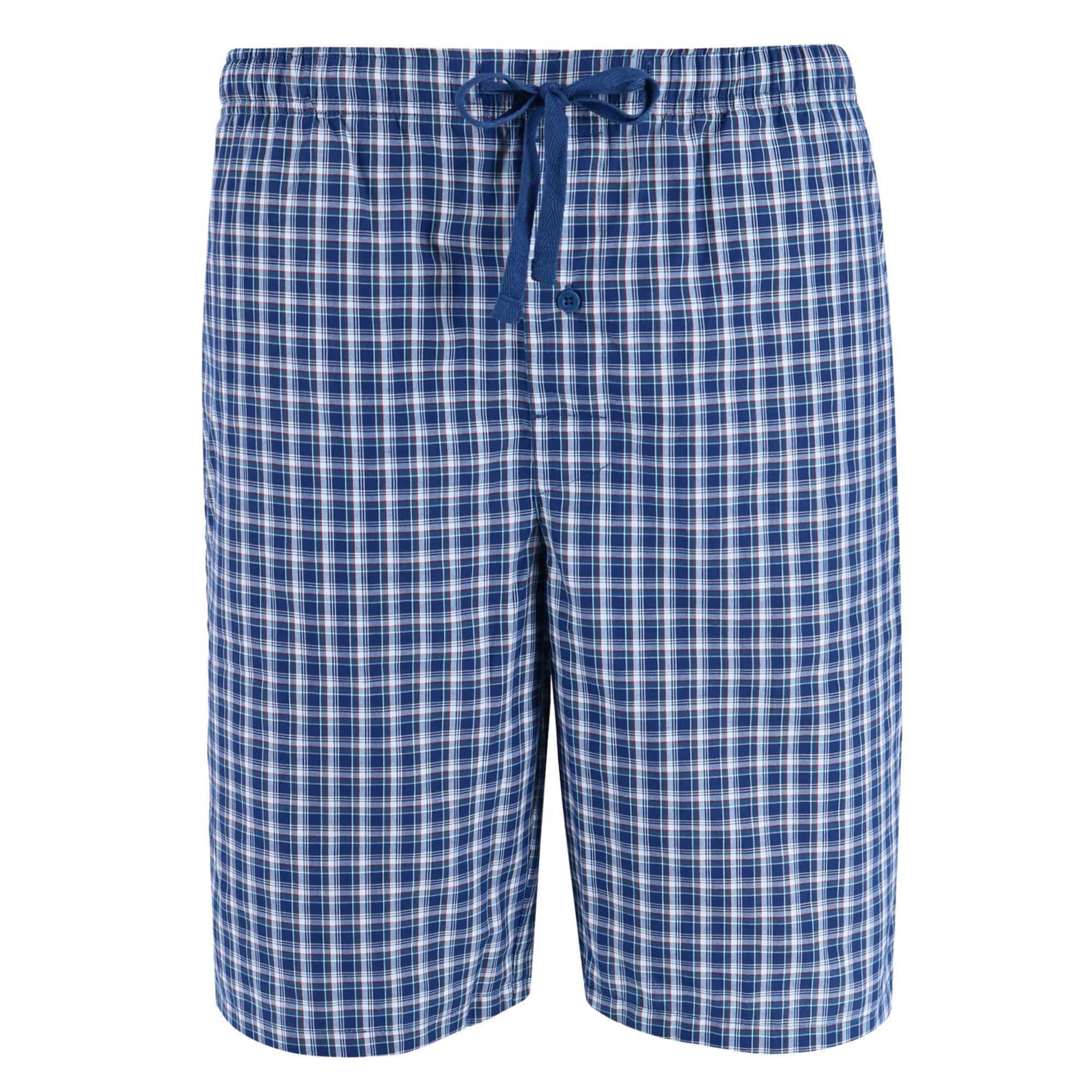Hanes Men's Woven Cotton Pajama Sleep Shorts (Pack of 2) - Navy Plaid and Navy