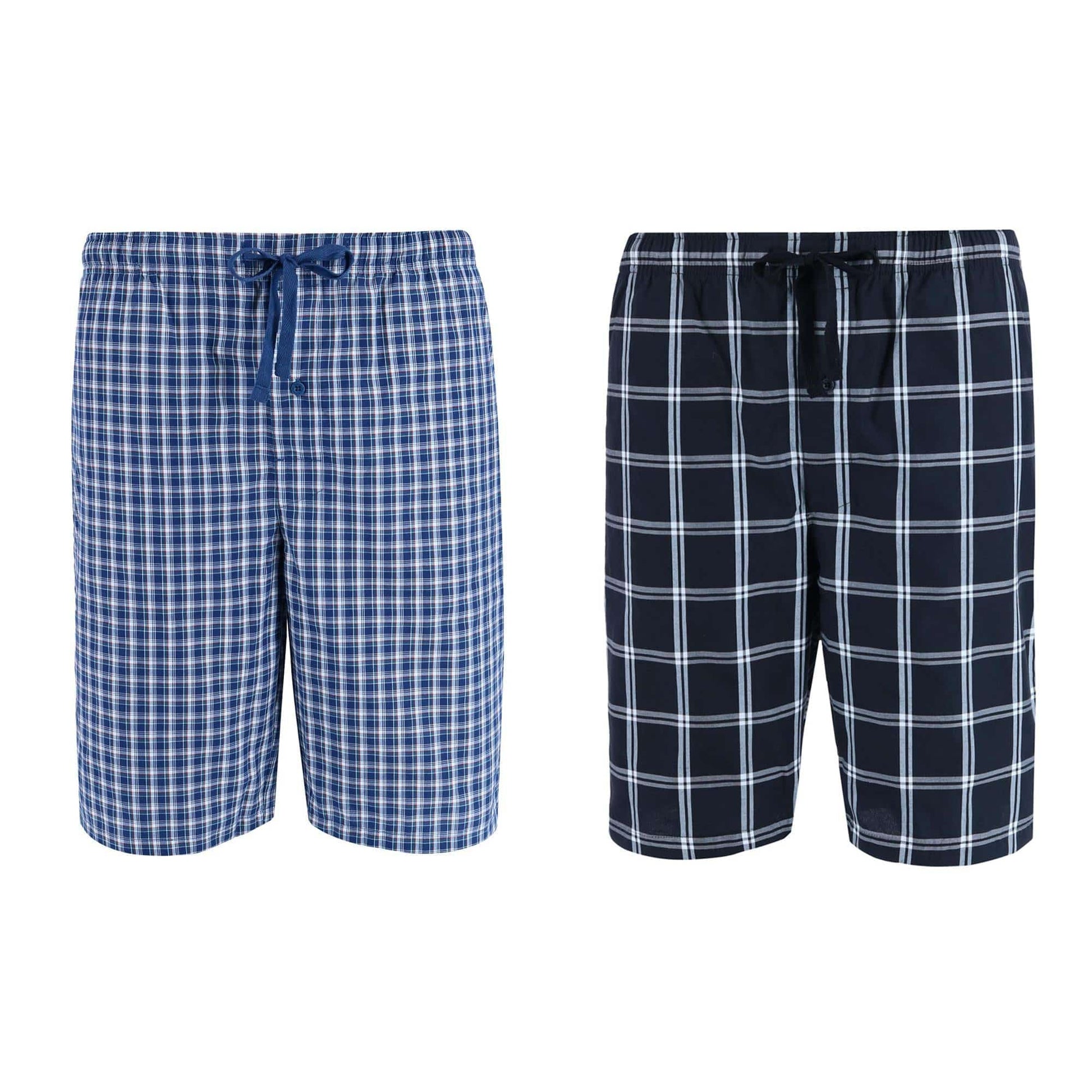 Hanes Men's Woven Cotton Pajama Sleep Shorts (Pack of 2) - Navy and Black